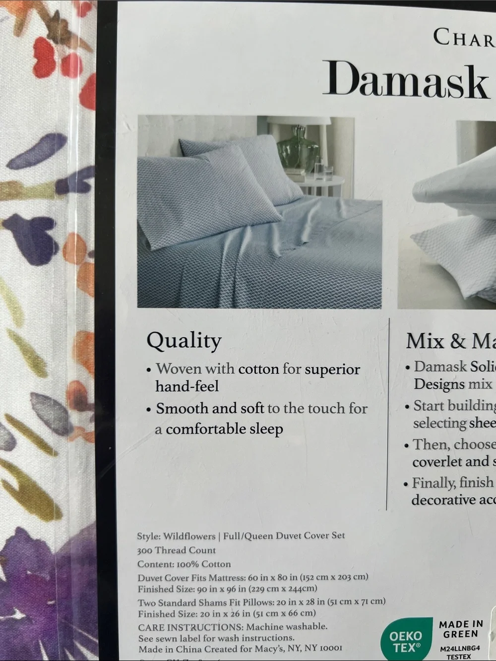 Charter Club Damask Designs Wildflowers Queen Duvet Cover Set